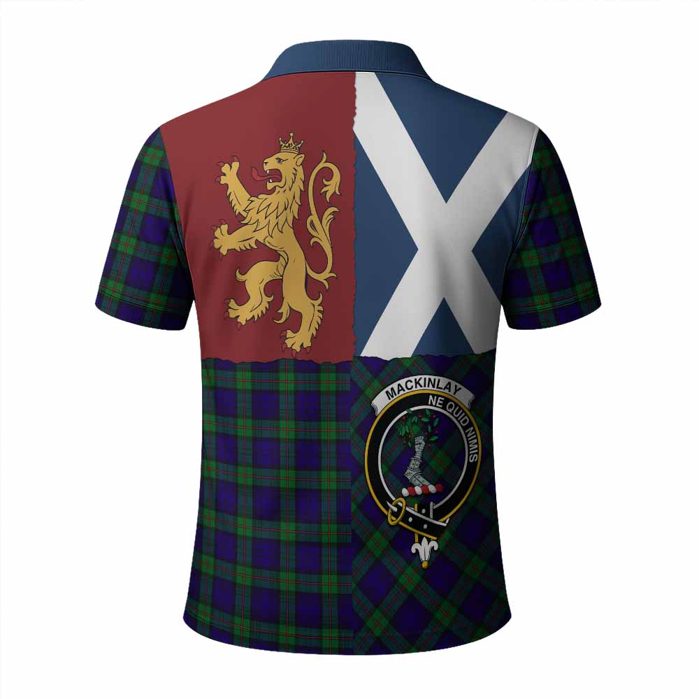 MacKinlay (McKinlay) Crest Tartan Polo Shirt with Lion Rampant Saltire Style