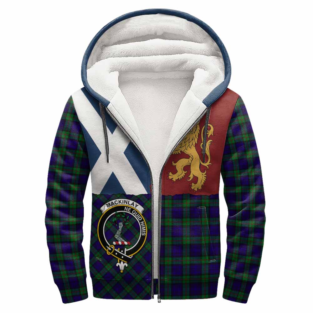 MacKinlay (McKinlay) Crest Tartan Sherpa Hoodie with Lion Rampant Saltire Style