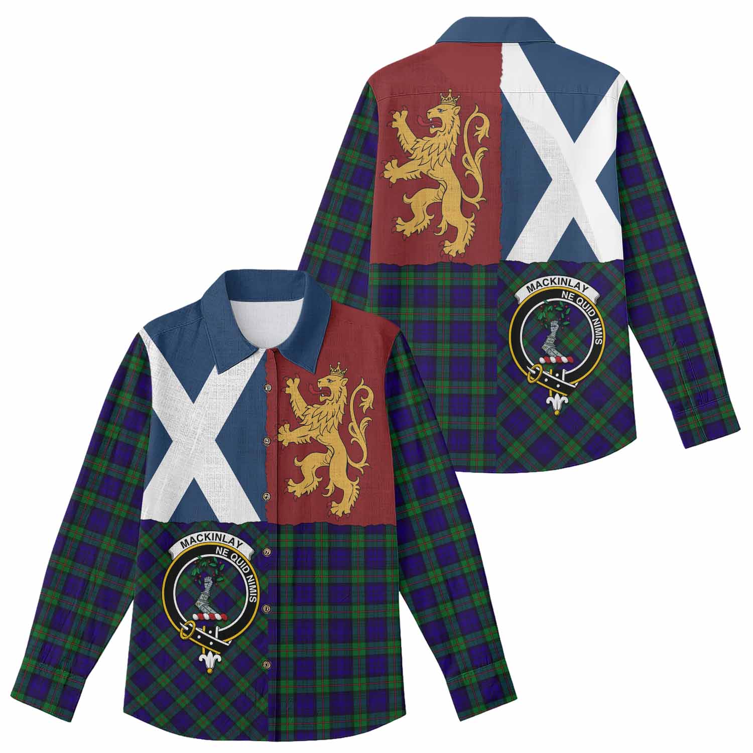MacKinlay (McKinlay) Crest Tartan Women Casual Shirt with Lion Rampant Saltire Style