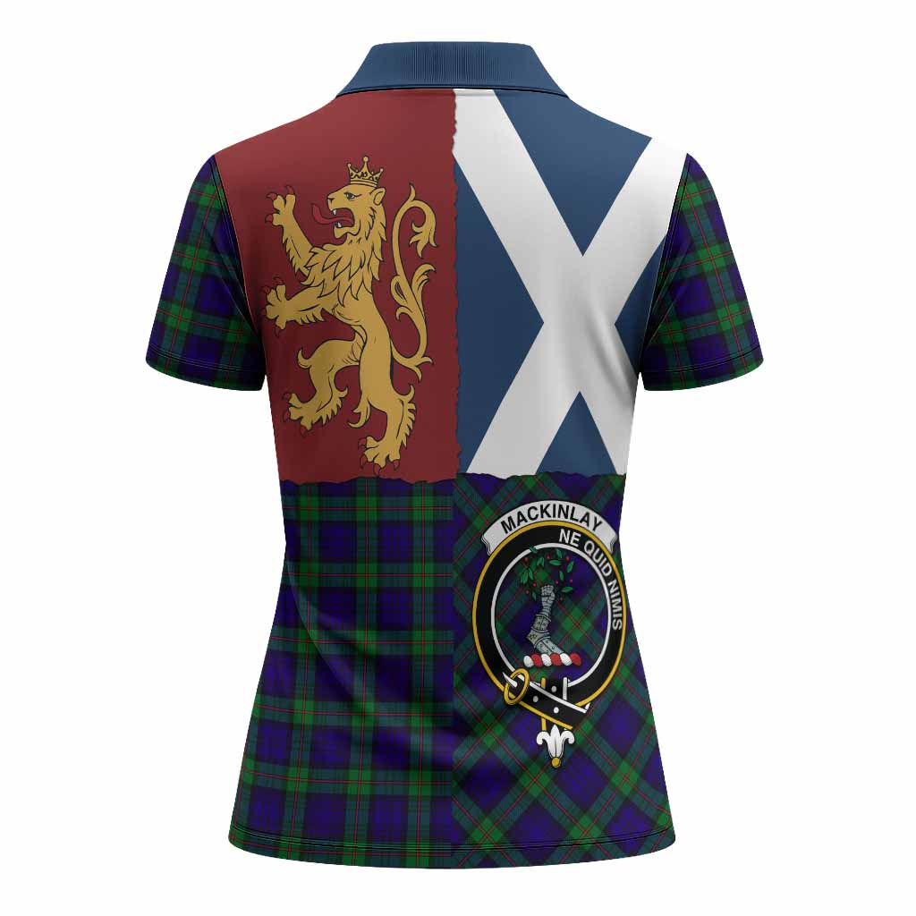 MacKinlay (McKinlay) Crest Tartan Women Polo Shirt with Lion Rampant Saltire Style