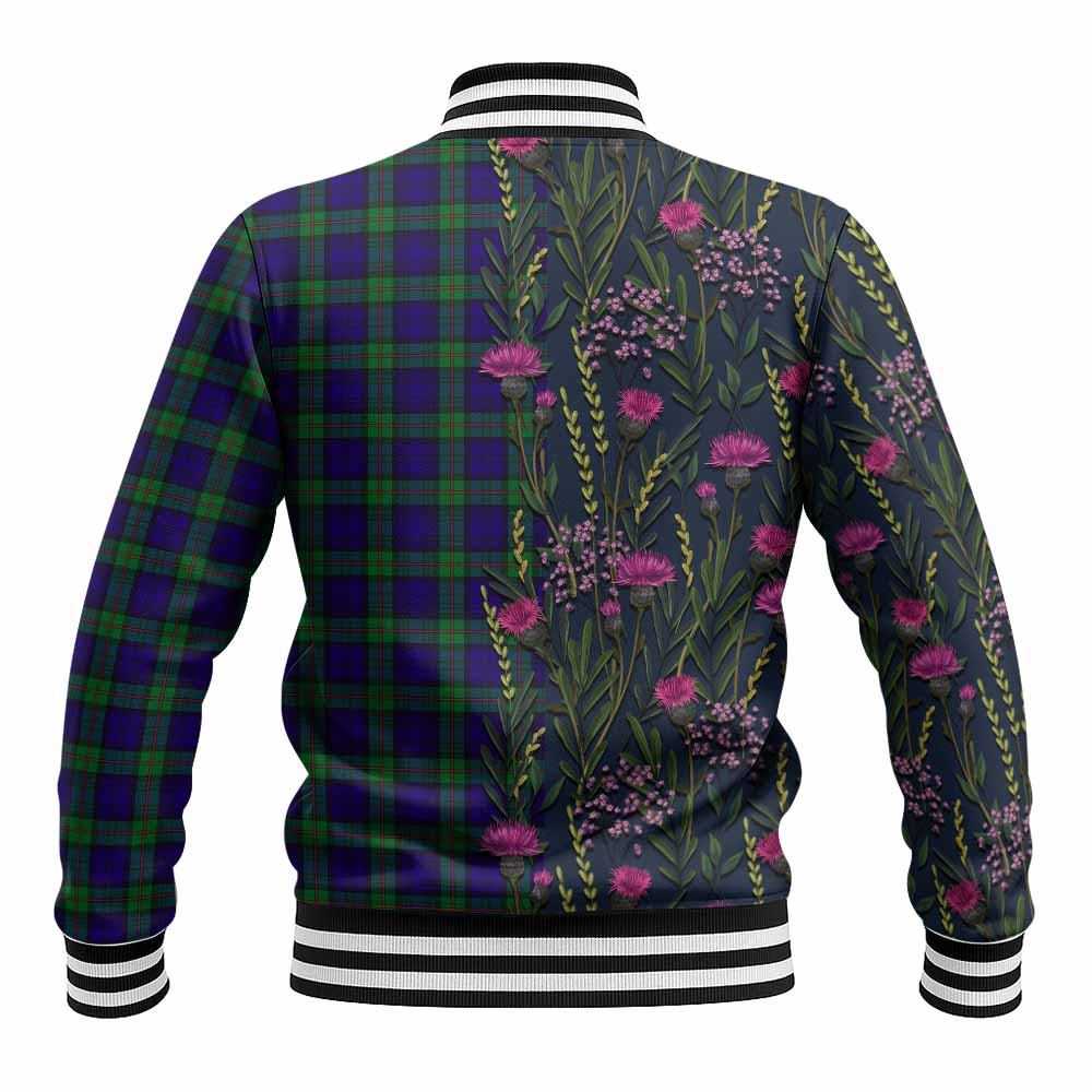 MacKinlay (McKinlay) Family Crest Tartan Baseball Jacket Scottish Thistle Flower Pattern Half Style - Tartan Vibes Clothing