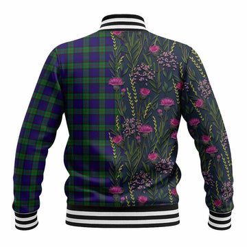 MacKinlay (McKinlay) Family Crest Tartan Baseball Jacket Scottish Thistle Flower Pattern Half Style - Tartan Vibes Clothing