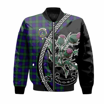 MacKinlay (McKinlay) Family Crest Tartan Bomber Jacket Alba Thistle Inspired - Tartan Vibes Clothing