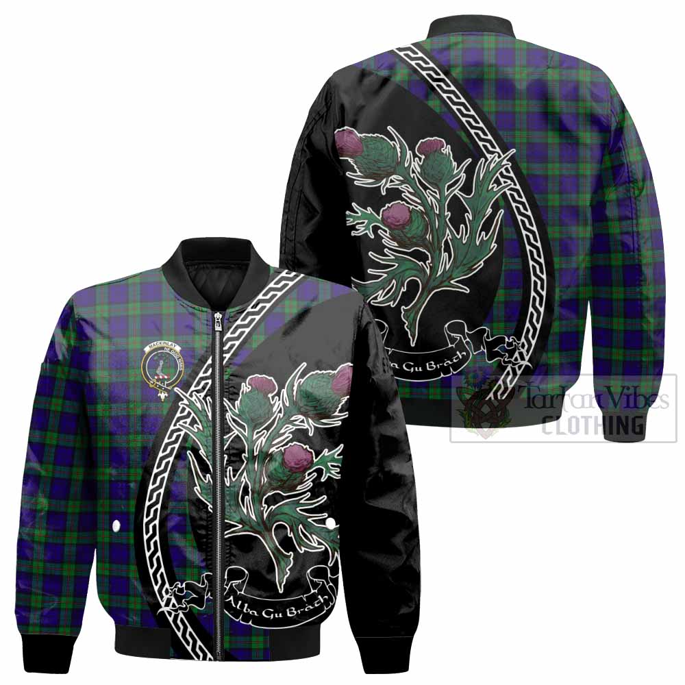 MacKinlay (McKinlay) Family Crest Tartan Bomber Jacket Alba Thistle Inspired - Tartan Vibes Clothing