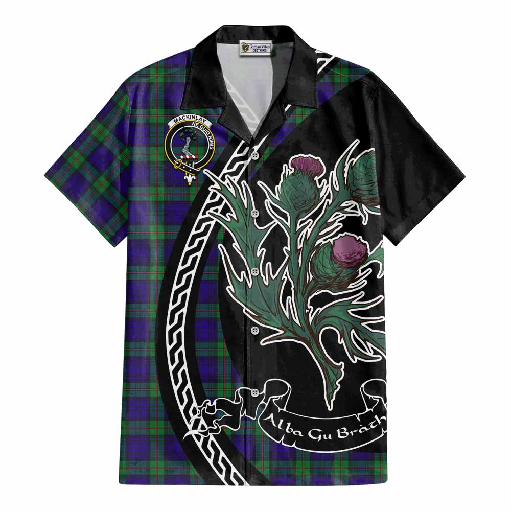 MacKinlay (McKinlay) Family Crest Tartan Cotton Hawaiian Shirt Alba Thistle Inspired - Tartan Vibes Clothing