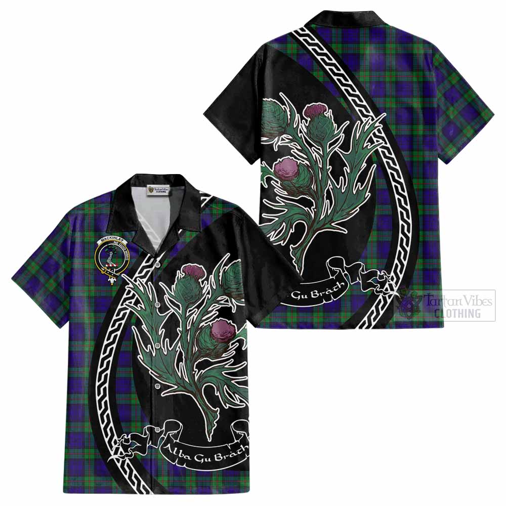 MacKinlay (McKinlay) Family Crest Tartan Cotton Hawaiian Shirt Alba Thistle Inspired - Tartan Vibes Clothing