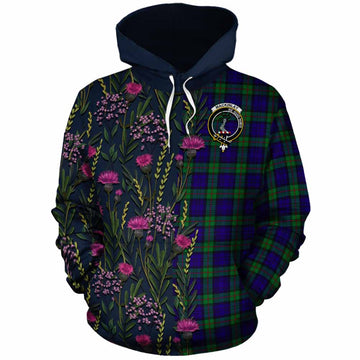 MacKinlay (McKinlay) Family Crest Tartan Cotton Hoodie Scottish Thistle Flower Pattern Half Style - Tartan Vibes Clothing