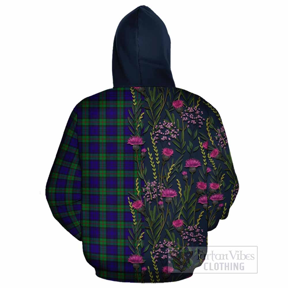MacKinlay (McKinlay) Family Crest Tartan Cotton Hoodie Scottish Thistle Flower Pattern Half Style - Tartan Vibes Clothing