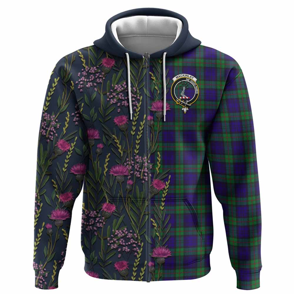 MacKinlay (McKinlay) Family Crest Tartan Hoodie Scottish Thistle Flower Pattern Half Style - Tartan Vibes Clothing