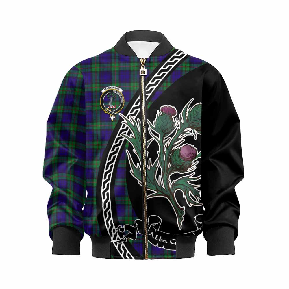 MacKinlay (McKinlay) Family Crest Tartan Kid Bomber Jacket Alba Thistle Inspired - Tartan Vibes Clothing