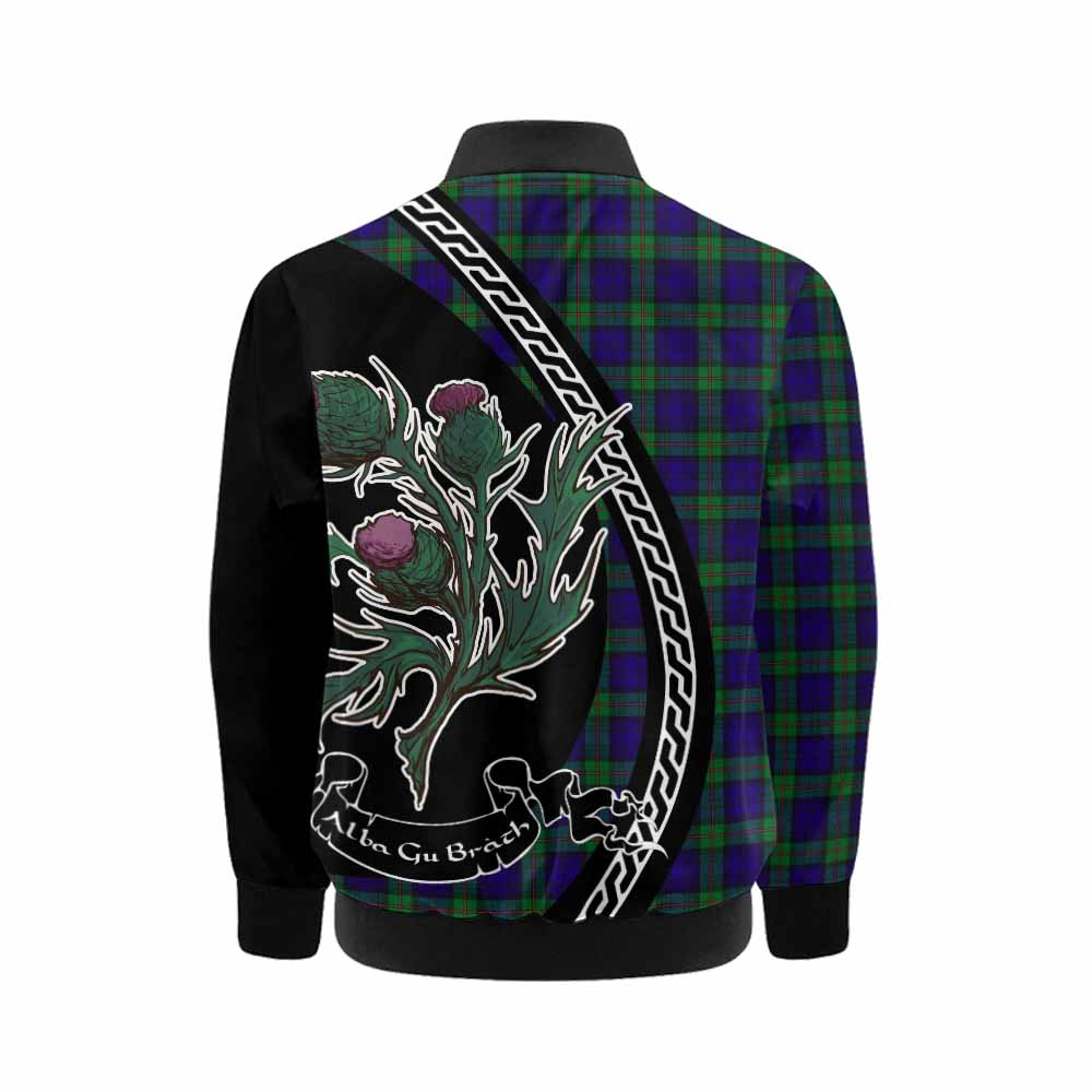 MacKinlay (McKinlay) Family Crest Tartan Kid Bomber Jacket Alba Thistle Inspired - Tartan Vibes Clothing