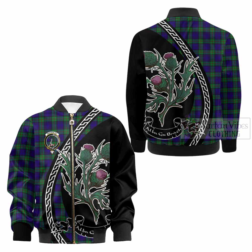 MacKinlay (McKinlay) Family Crest Tartan Kid Bomber Jacket Alba Thistle Inspired - Tartan Vibes Clothing