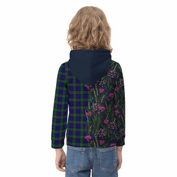 MacKinlay (McKinlay) Family Crest Tartan Kid Hoodie Scottish Thistle Flower Pattern Half Style - Tartan Vibes Clothing