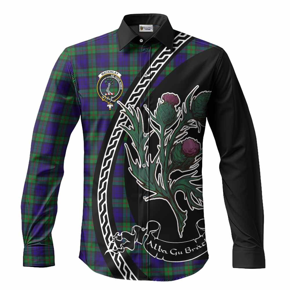 MacKinlay (McKinlay) Family Crest Tartan Long Sleeve Button Shirts Alba Thistle Inspired - Tartan Vibes Clothing