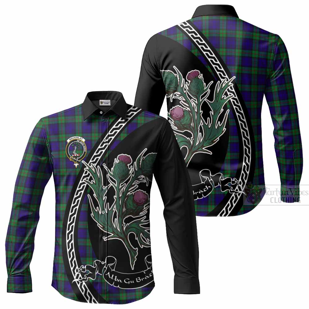 MacKinlay (McKinlay) Family Crest Tartan Long Sleeve Button Shirts Alba Thistle Inspired - Tartan Vibes Clothing