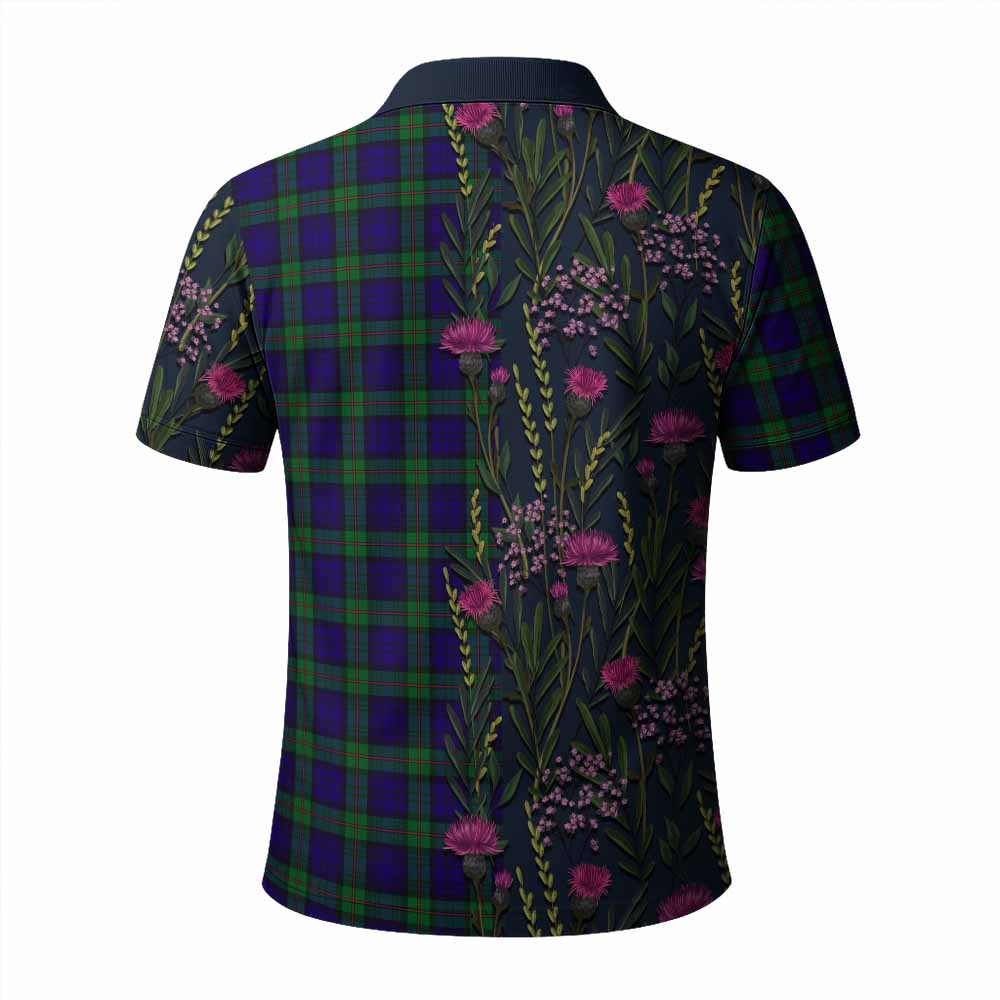MacKinlay (McKinlay) Family Crest Tartan Polo Shirt Scottish Thistle Flower Pattern Half Style - Tartan Vibes Clothing