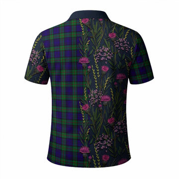 MacKinlay (McKinlay) Family Crest Tartan Polo Shirt Scottish Thistle Flower Pattern Half Style - Tartan Vibes Clothing