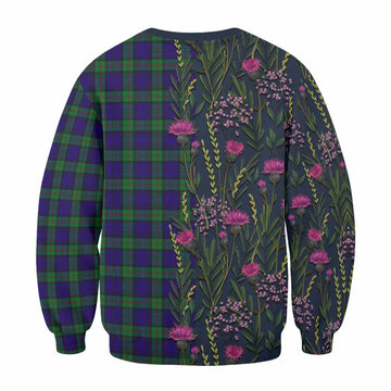 MacKinlay (McKinlay) Family Crest Tartan Sweatshirt Scottish Thistle Flower Pattern Half Style - Tartan Vibes Clothing