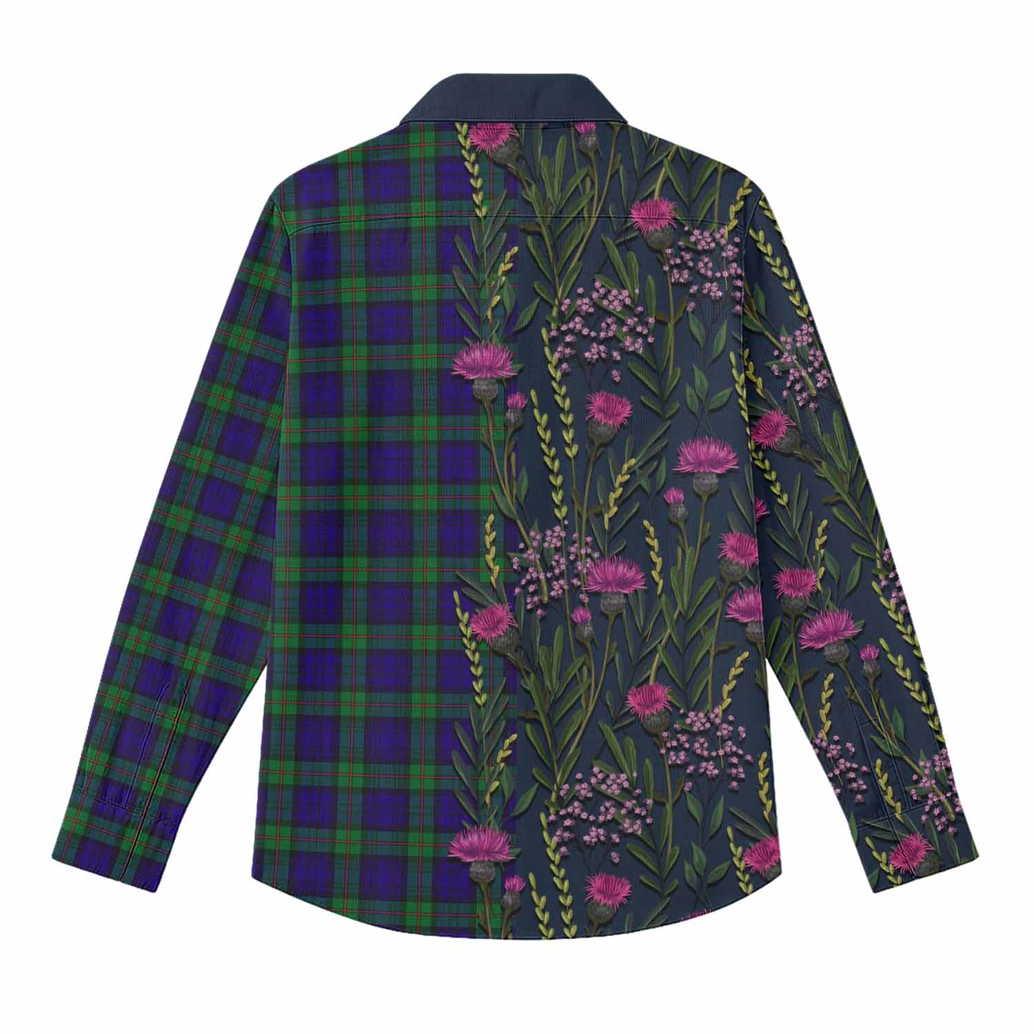 MacKinlay (McKinlay) Family Crest Tartan Women Casual Shirt Scottish Thistle Flower Pattern Half Style - Tartan Vibes Clothing