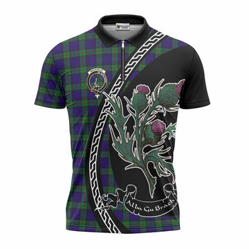 MacKinlay (McKinlay) Family Crest Tartan Zipper Polo Shirt Alba Thistle Inspired - Tartan Vibes Clothing