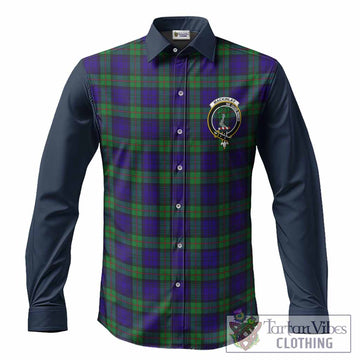 MacKinlay (McKinlay) Tartan Accent Long Sleeve Button Shirts with Family Crest