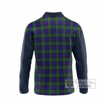 MacKinlay (McKinlay) Tartan Accent Long Sleeve Polo Shirt with Family Crest