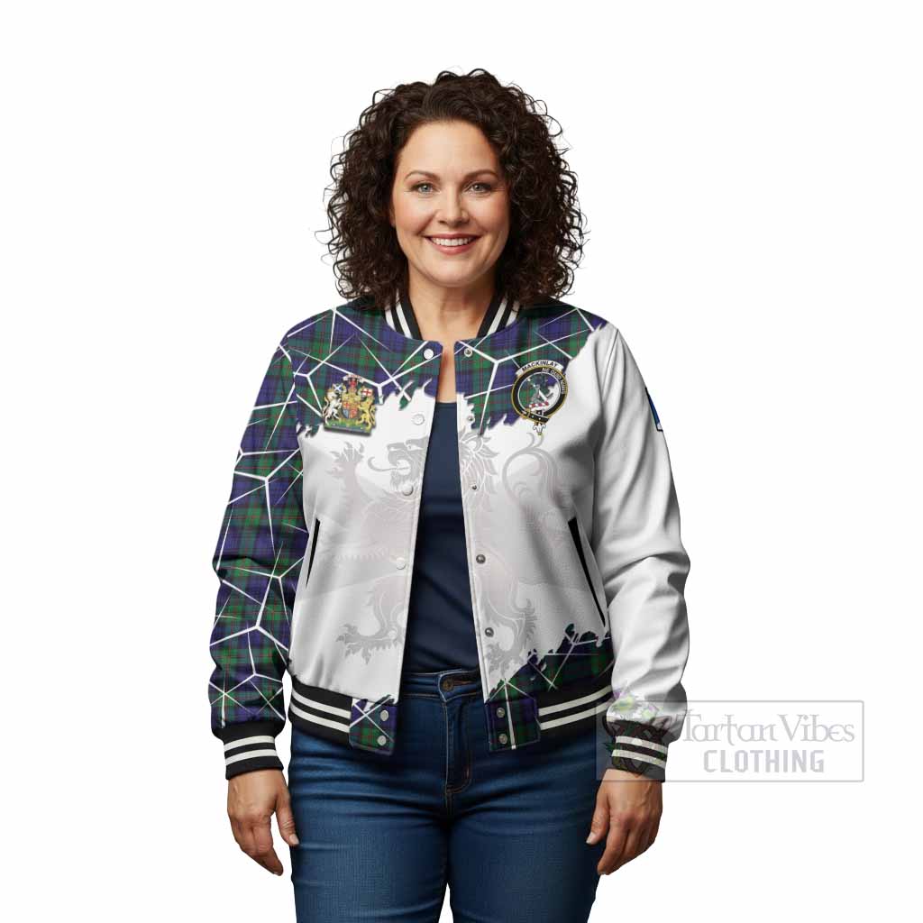 MacKinlay (McKinlay) Tartan Baseball Jacket with Family Crest and Lion Rampant Grunge Style