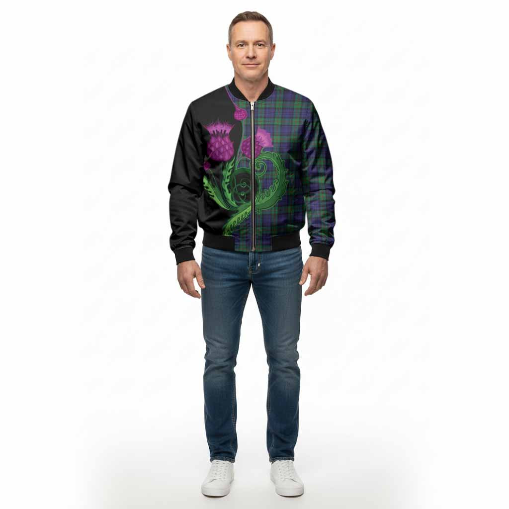 MacKinlay (McKinlay) Tartan Bomber Jacket Traditional Scottish Thistle