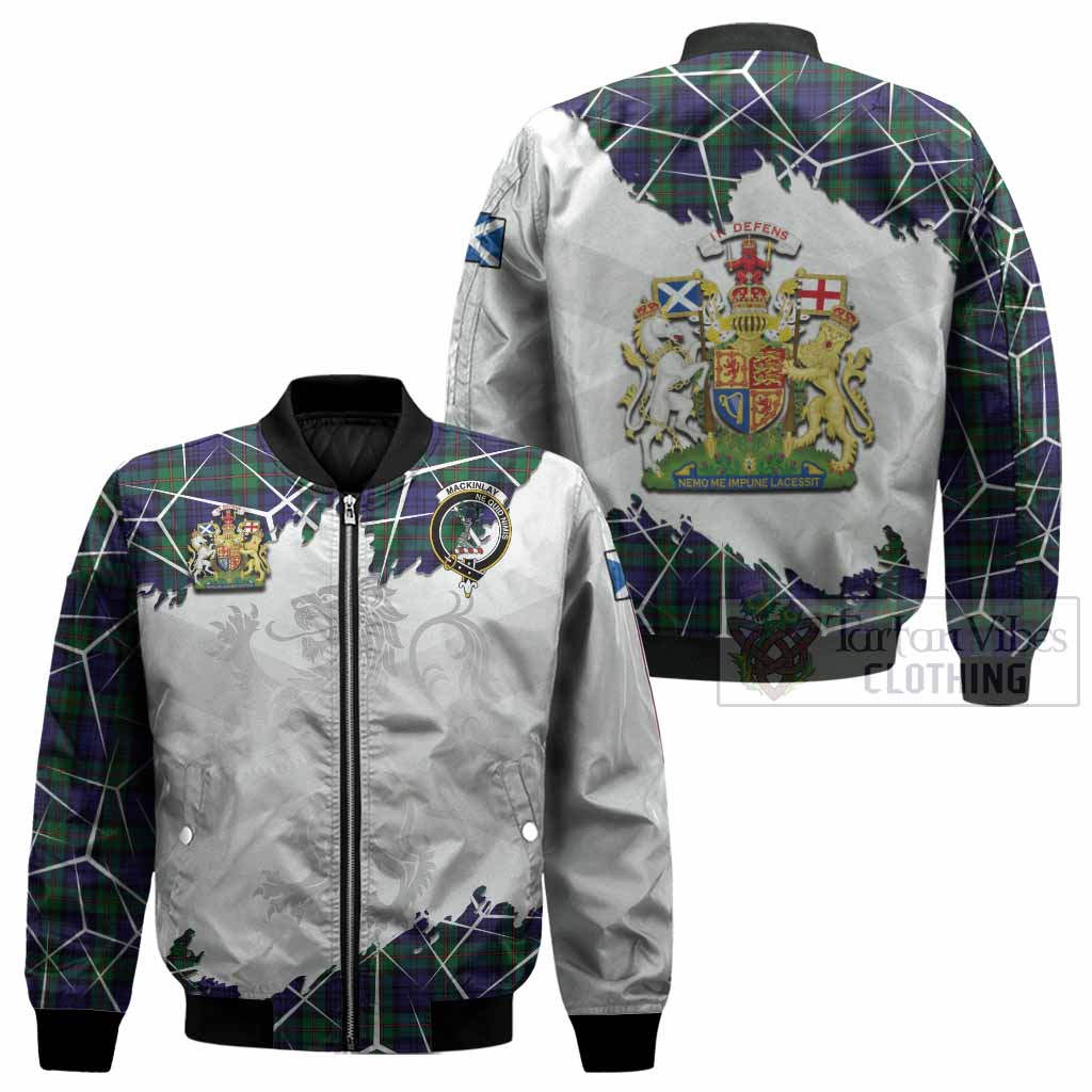 MacKinlay (McKinlay) Tartan Bomber Jacket with Family Crest and Lion Rampant Grunge Style