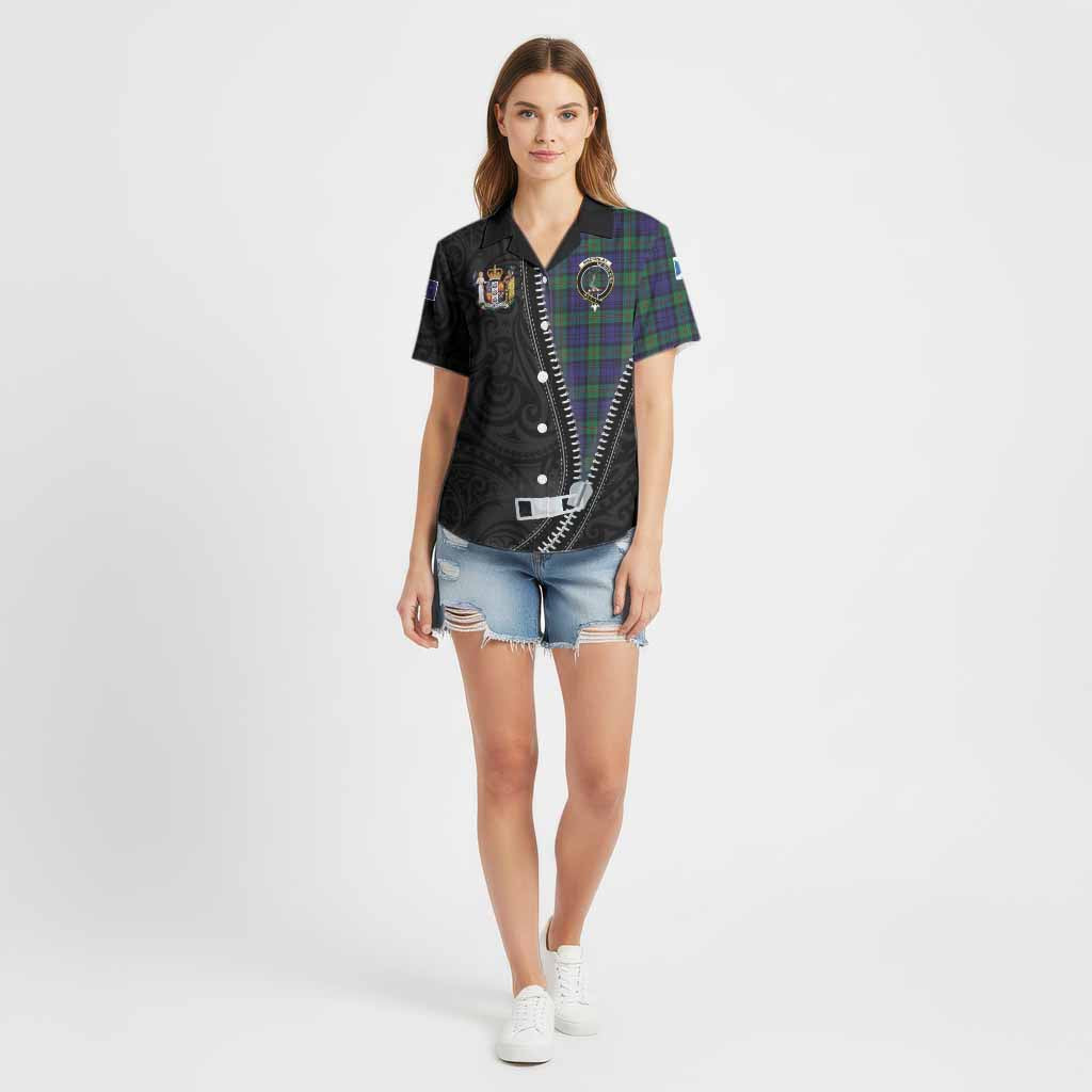 MacKinlay (McKinlay) Tartan Cotton Hawaiian Shirt New Zealand Pattern Unique Zipper Stylized