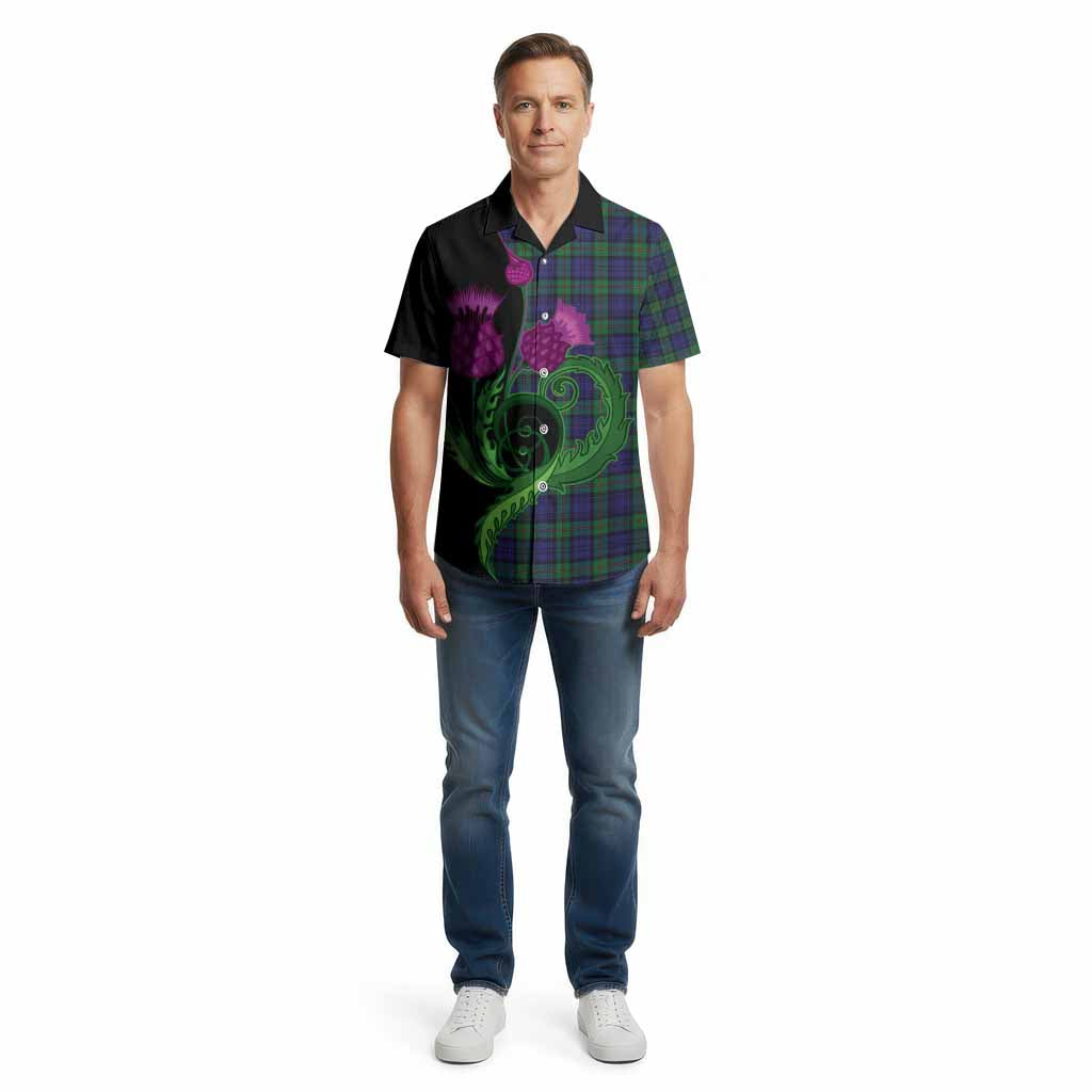 MacKinlay (McKinlay) Tartan Cotton Hawaiian Shirt Traditional Scottish Thistle