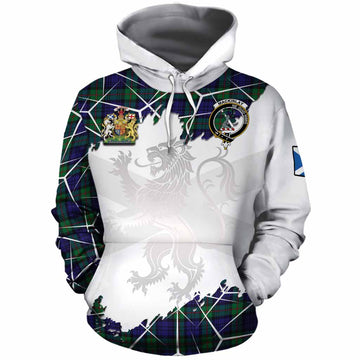 MacKinlay (McKinlay) Tartan Cotton Hoodie with Family Crest and Lion Rampant Grunge Style