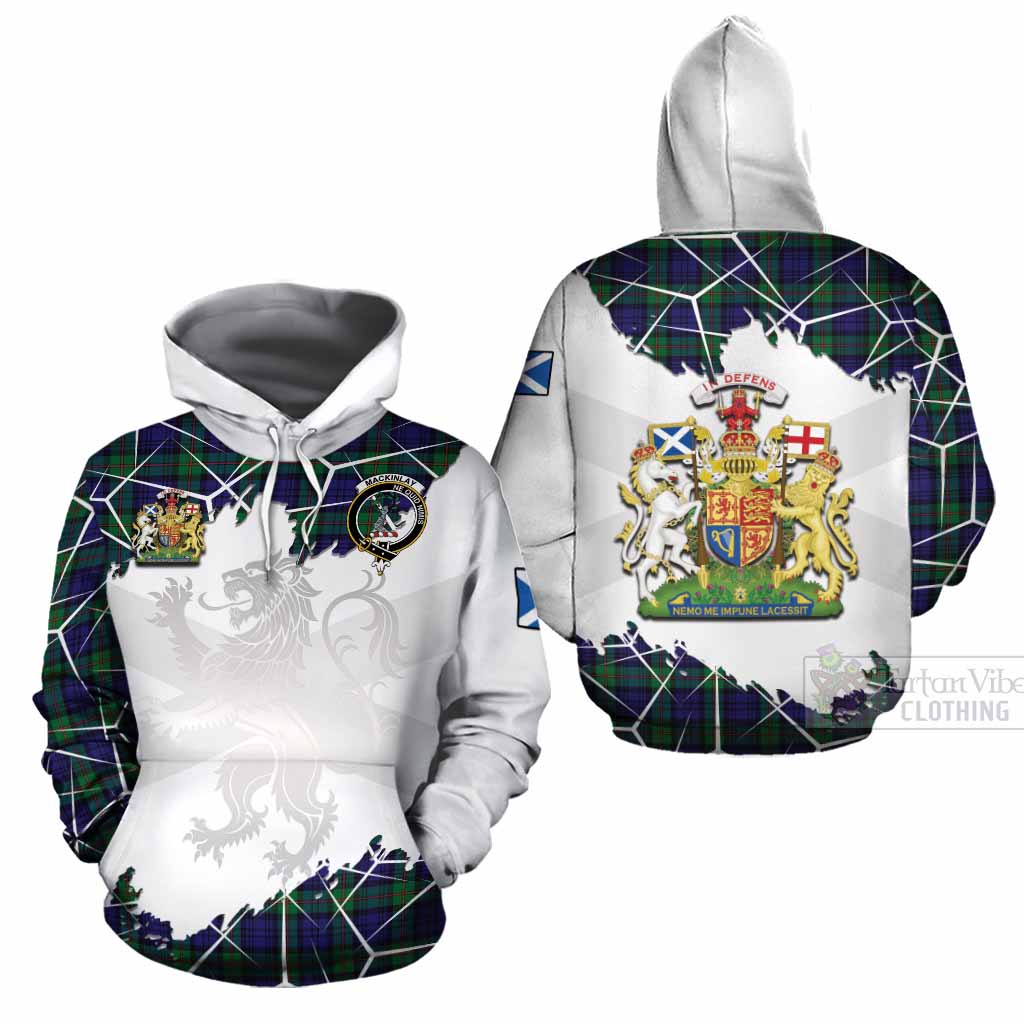 MacKinlay (McKinlay) Tartan Cotton Hoodie with Family Crest and Lion Rampant Grunge Style