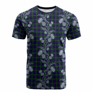 MacKinlay (McKinlay) Tartan Cotton T-shirt Seamless Scottish Thistle Flowers