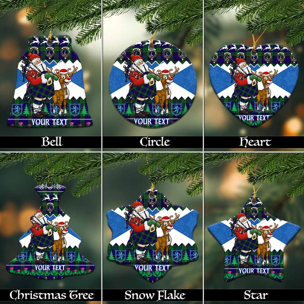 MacKinlay (McKinlay) Tartan Crest Christmas Ceramic Ornament Scotland Santa With Bagpipes Cute Reindeer