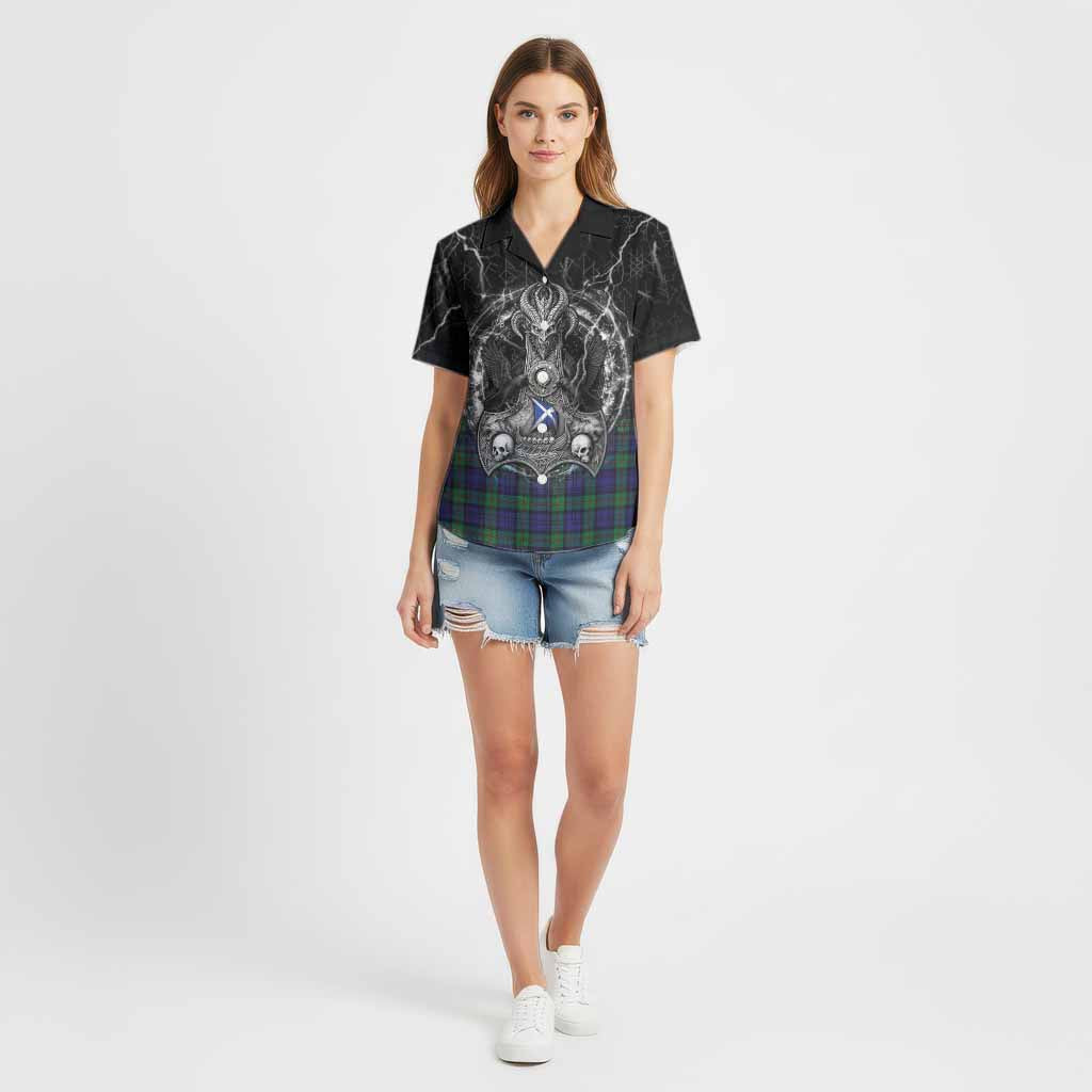 MacKinlay (McKinlay) Tartan Crest Cotton Hawaiian Shirt Celtic Odin's Raven Legacy