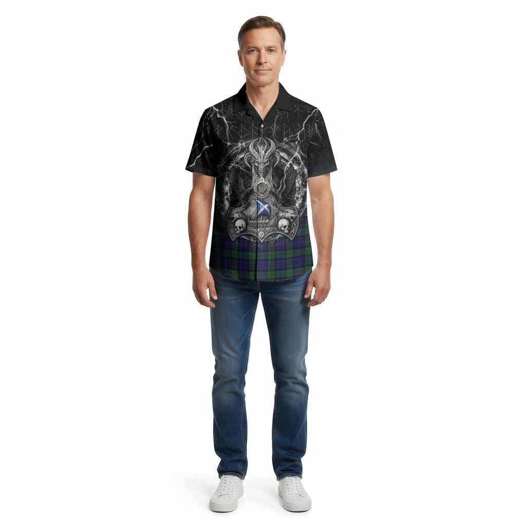 MacKinlay (McKinlay) Tartan Crest Cotton Hawaiian Shirt Celtic Odin's Raven Legacy