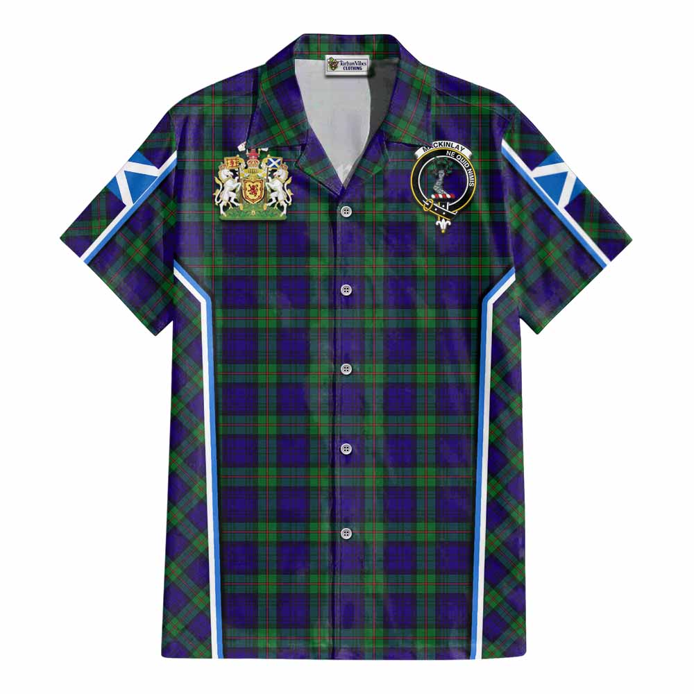 MacKinlay (McKinlay) Tartan Crest Cotton Hawaiian Shirt Scotland Coat of Arm Flag Style - Tartan Vibes Clothing