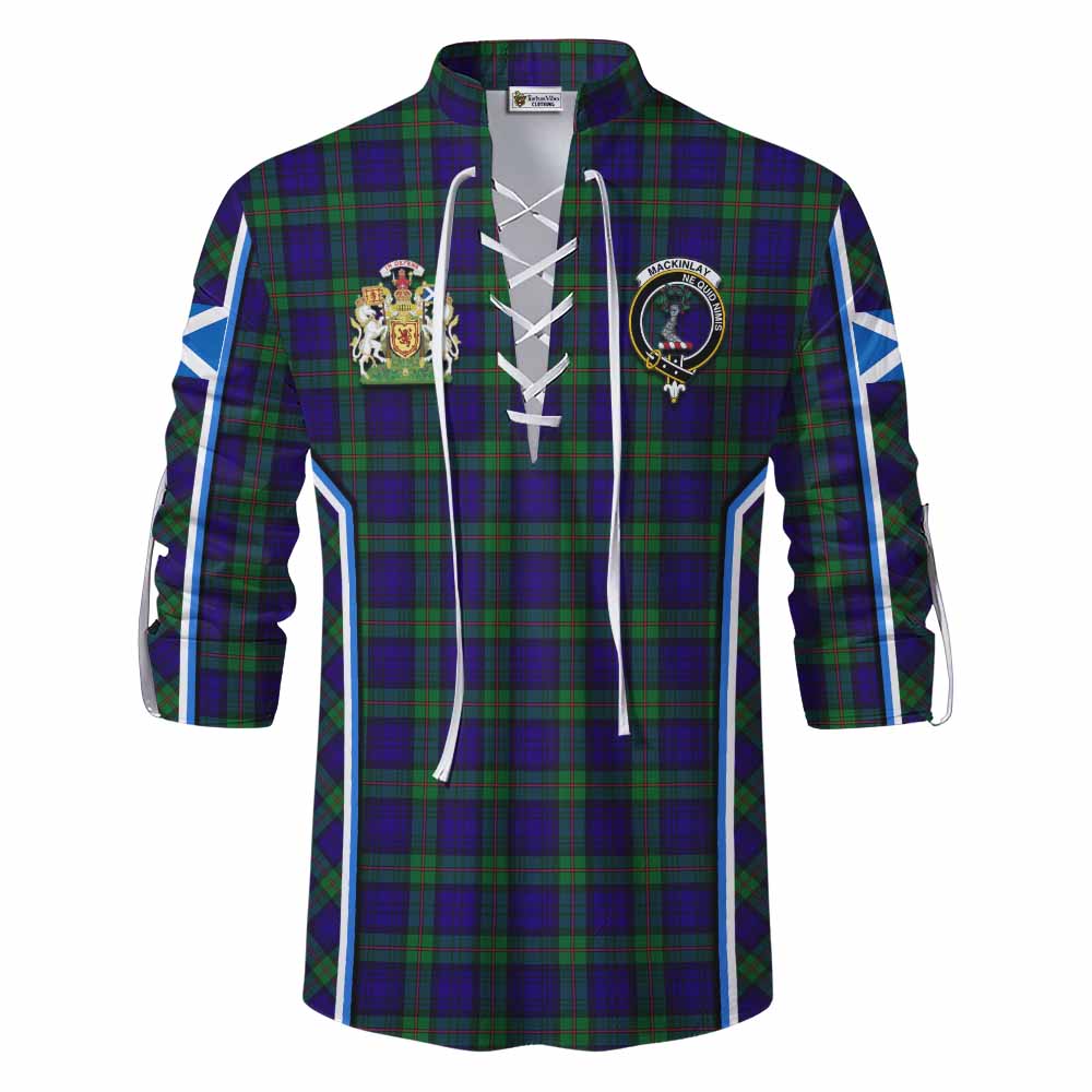 MacKinlay (McKinlay) Tartan Crest Ghillie Kilt Shirt Scotland Coat of Arm Flag Style - Tartan Vibes Clothing