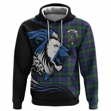 MacKinlay (McKinlay) Tartan Crest Hoodie Scottish Golden Lions Wave Flow