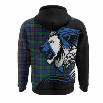 MacKinlay (McKinlay) Tartan Crest Hoodie Scottish Golden Lions Wave Flow