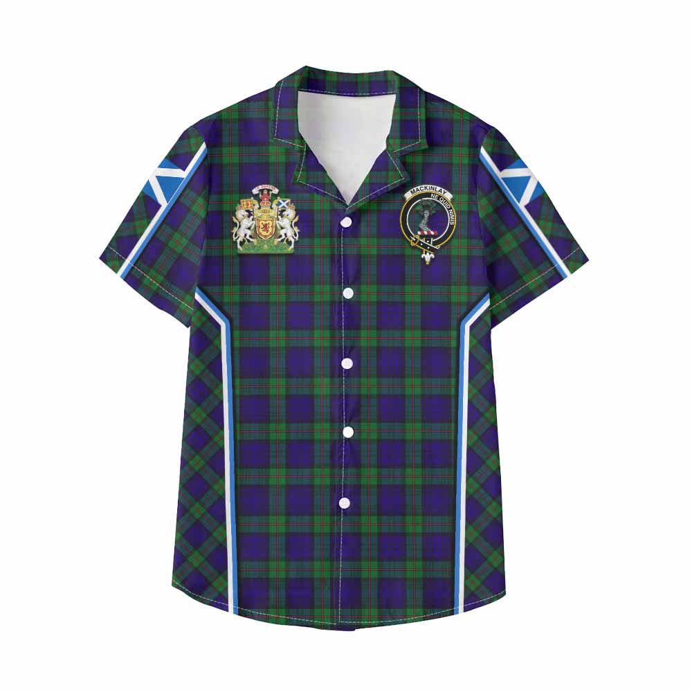 MacKinlay (McKinlay) Tartan Crest Kid Hawaiian Shirt Scotland Coat of Arm Flag Style - Tartan Vibes Clothing