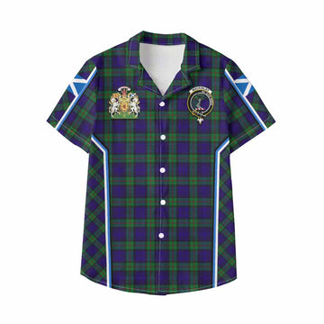 MacKinlay (McKinlay) Tartan Crest Kid Hawaiian Shirt Scotland Coat of Arm Flag Style - Tartan Vibes Clothing
