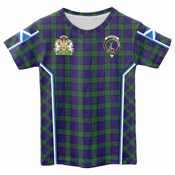 MacKinlay (McKinlay) Tartan Crest Kid T-shirt Scotland Coat of Arm Flag Style - Tartan Vibes Clothing