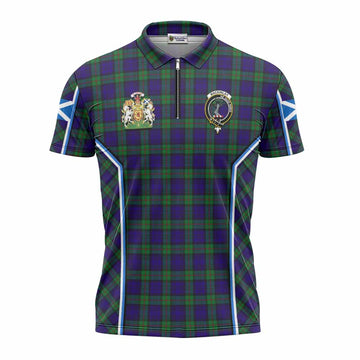 MacKinlay (McKinlay) Tartan Crest Zipper Polo Shirt Scotland Coat of Arm Flag Style - Tartan Vibes Clothing
