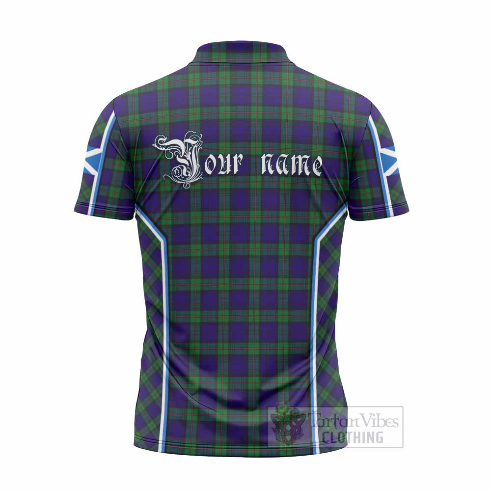 MacKinlay (McKinlay) Tartan Crest Zipper Polo Shirt Scotland Coat of Arm Flag Style - Tartan Vibes Clothing