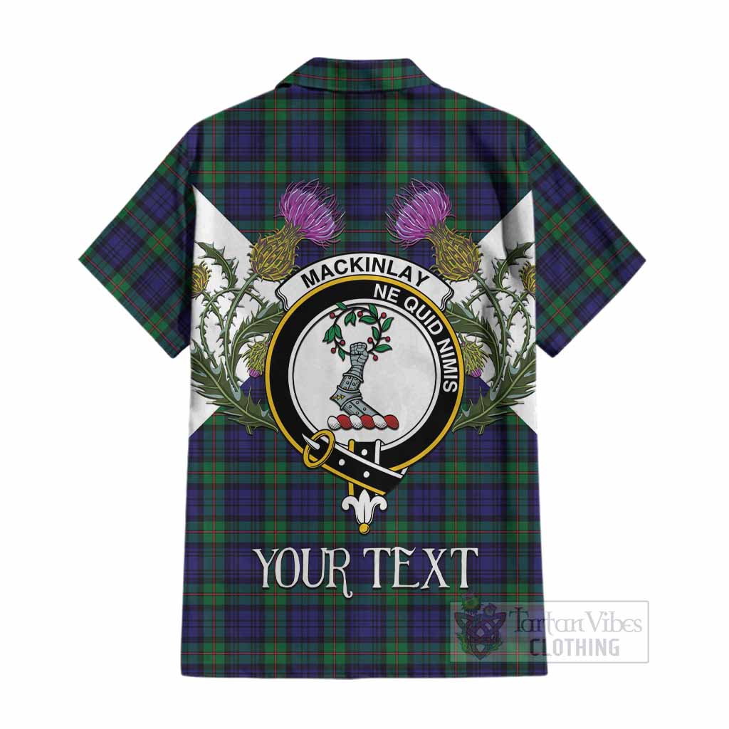 MacKinlay (McKinlay) Tartan Family Crest Cotton Hawaiian Shirt Scottish Burns Night Thistle Floral