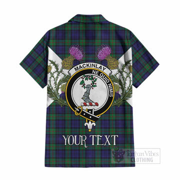 MacKinlay (McKinlay) Tartan Family Crest Cotton Hawaiian Shirt Scottish Burns Night Thistle Floral