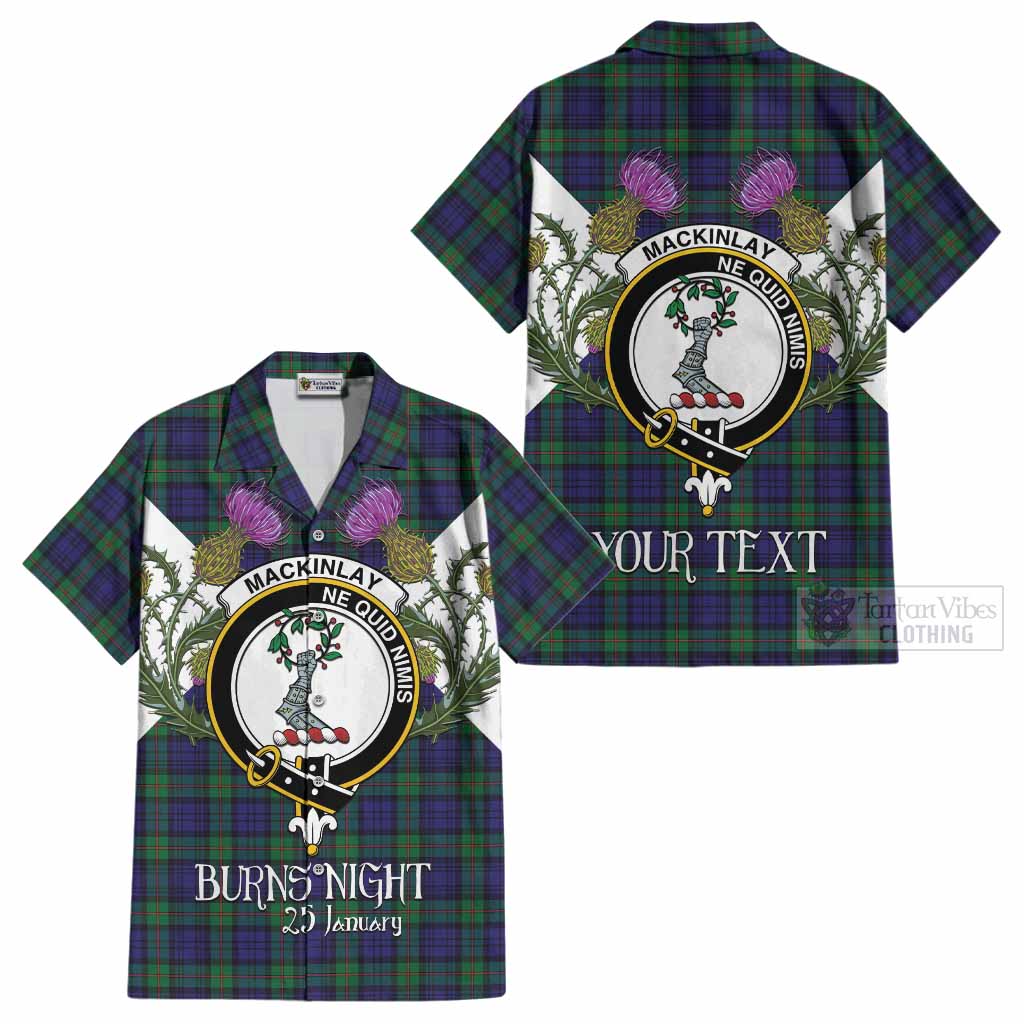 MacKinlay (McKinlay) Tartan Family Crest Cotton Hawaiian Shirt Scottish Burns Night Thistle Floral