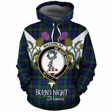 MacKinlay (McKinlay) Tartan Family Crest Cotton Hoodie Scottish Burns Night Thistle Floral